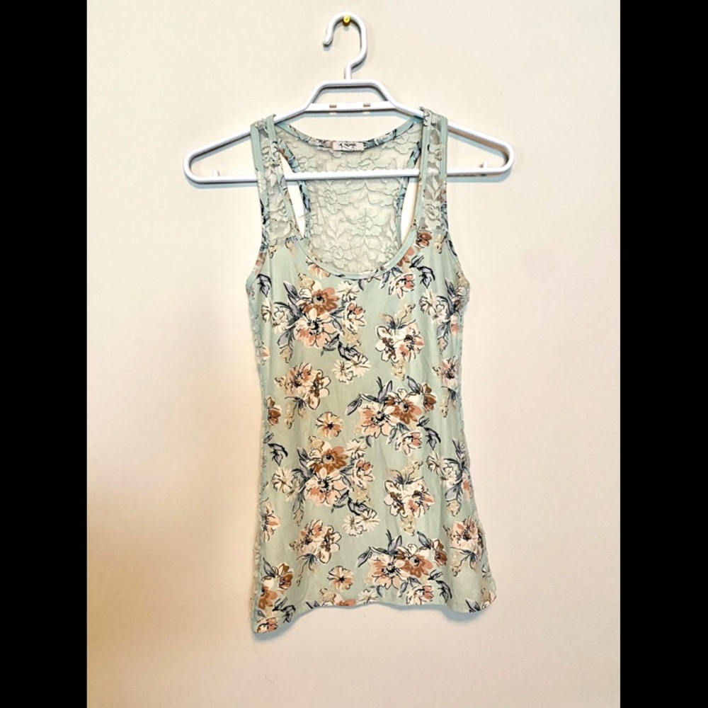 Ardene floral tank top, size XS, colour Pale Green